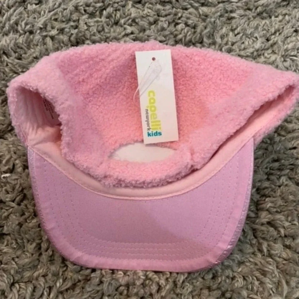 Capelli Kids Hat Pink Cat Ears Fleece Baseball‎ Cap Sparkle NWT One Size